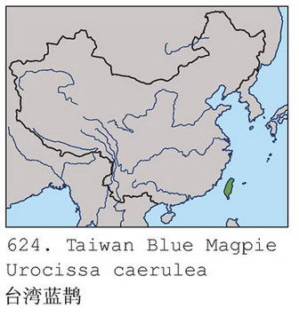 台湾蓝鹊的地理分布图