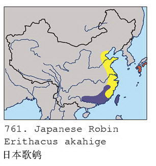 [日本]歌鸲的地理分布图