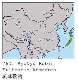 琉球歌鸲的地理分布图