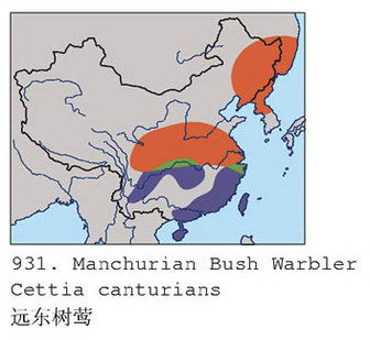 远东树莺的地理分布图