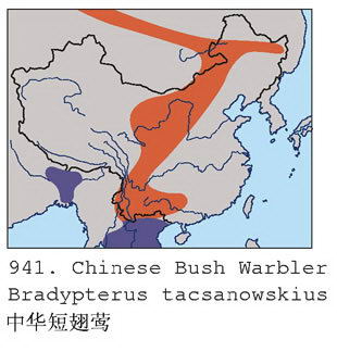 中华短翅莺的地理分布图